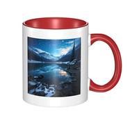 Moraine Lake in a Starry Winter Night Coffee Mugs with Handle 11 oz Large Porcelain Mug for Hot/Cold Beverages, Ceramic Tea Cups for Men Women Funny Coffee Cup Housewarming Wedding Gift