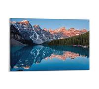 Moraine Lake Rocky Mountains Wall Art Canada Nature Landscape Poster Print for Living Room Or Cabin Scenic Reflection Canvas Decor Gift 08x12inch(20x30cm) Framed