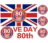 MORAINJAY 10 Sheets VE/VJ Day 80th Anniversary Temporary Tattoos (6x8cm),Patriotic Body Art, Non-Toxic & Waterproof - WWII Victory Parade Decorations 1945-2025