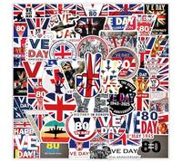 MORAINJAY 100P VE/VJ Day Stickers,80th Anniversary Commemorative Stickers Pack, Vintage WWII Patriotic Decals for History Enthusiasts, Remembrance Crafts & Party Decorations