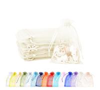 MORAINJAY 100pcs Ivory White Organza Gift Bags, 7x9cm Small Organza Favor Bags, Wedding Jewelry Pouches with Drawstring, Mesh Candy Favour Bag Party Sweet Bags for Multi-purpose Occasions
