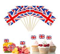 MORAINJAY 100pk Britis Toothpicks Flag,VJ Day 80th Decorations Cocktail Toothpicks,Union Jack Toothpicks,Cake Topper Picks,Beer Flag Cupcake Toppers Mini Food Fruits Toothpick