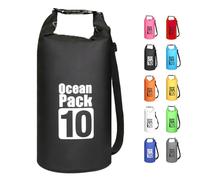 MORAINJAY 10L Black Dry Bags, Waterproof Bag with Long Adjustable Shoulder Strap,Large/Small Capacity 2L 5L 10L 15L 20L 30L Dry Sack for Outdoor Camping,Rafting,Swimming,Boating,Surfing
