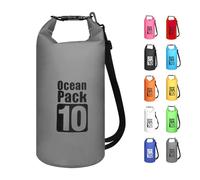 MORAINJAY 10L Waterproof Dry Bag Grey for Kayaking, Camping and Beach Days | Roll Top Closure, Welded 500D PVC and Single Adjustable Shoulder Strap for Paddle Boarding, Canoeing and Outdoor Trips