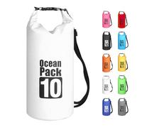 MORAINJAY 10L Waterproof Dry Bag White for Kayaking, Camping and Beach Days | Roll Top Closure, Welded 500D PVC and Single Adjustable Shoulder Strap for Paddle Boarding, Canoeing and Outdoor Trips