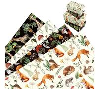 MORAINJAY 12 Sheets Forest Animal Wrapping Paper, Mushroom Gift Wrap, for Boys Girls Woodland Theme Birthday Party Decorations 68 x 50cm