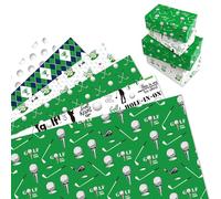 MORAINJAY 12 Sheets Golf Wrapping Paper, Green Golf Gift Wrap, for Golf Lovers, Sports, Fathers Day, Mens Birthday Party Gift Wrapping, 68 x 50 cm, 12 Folded Sheets