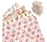 MORAINJAY 12 Sheets Horse Wrapping Paper, Pony Themed Gift Wrap Sheets for Boys and Girls Birthday Present, Equestrian Wrapping Paper for Kids Party Supplies, 68 x 50cm