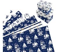 MORAINJAY 12 Sheets Nautical Wrapping Paper, Anchors Ships Gift Wrap, Maritime Gift Wrap Birthday, Wrapping Paper for Father Day, for Men Baby Shower Sailing Decorations 68x50cm