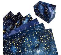 MORAINJAY 12 Sheets Starry Sky Wrapping Paper, Blue Space Stars Gift Wrap, Birthday Anniversary Graduation, Supplies Decorations, 68 x 50 cm, 12 Folded Sheets
