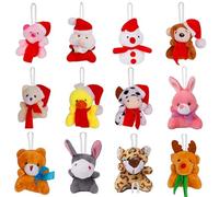 MORAINJAY 12Pcs Mini Stuffed Animal Plush Toys,Bulk Stuffed Safari Animals for Kids,Tiny Kawaii Plush Keyrings for Kids Birthday Christmas Halloween Gifts,Party Bag Fillers,Party Favours,Class Prizes