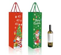 MORAINJAY 12pk Christmas Wine Bottle Gift Bags,Xmas Bottle Bags for Wine,Kraft Paper Wine Bottle Bag with Handles,New Year Xmas Wine Tote Bags for Red Wine Whiskey Champagne Gifts Wrapping,Wedding