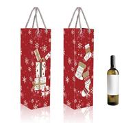 MORAINJAY 12pk Christmas Wine Bottle Gift Bags,Xmas Bottle Bags for Wine,Kraft Paper Wine Bottle Bag with Handles,New Year Xmas Wine Tote Bags for Red Wine Whiskey Champagne Gifts Wrapping,Wedding(C)