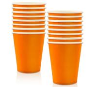 MORAINJAY 16Pcs Party Cups,Orange Paper Cup for Birthday,9oz/250ml Birthday Cups Party Tableware,Solid Color Table Decors for Party,Wedding,Picnic,Orange Party Supplies for 16 Guests