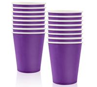 MORAINJAY 16Pcs Party Cups,Purple Paper Cup for Birthday,9oz/250ml Birthday Cups Party Tableware,Solid Color Table Decors for Party,Wedding,Picnic,Purple Party Supplies for 16 Guests