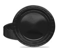 MORAINJAY 16Pcs Party Plates,Black Paper Plate,9inch Birthday Plate for Adults Kids,Solid Color Table Decorations for Birthday,Wedding,Picnic,Baby Shower,Black Party Supplies for 16 Guests
