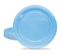 MORAINJAY 16Pcs Party Plates,Light Blue Paper Plate,9inch Birthday Plate for Adults Kids,Solid Color Table Decorations for Birthday,Wedding,Picnic,Baby Shower,Light Blue Party Supplies for 16 Guests