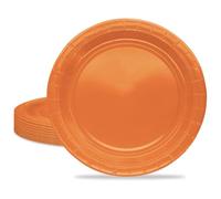 MORAINJAY 16Pcs Party Plates,Orange Paper Plate,7inch Birthday Plate for Adults Kids,Solid Color Table Decorations for Birthday,Wedding,Picnic,Baby Shower,Orange Party Supplies for 16 Guests