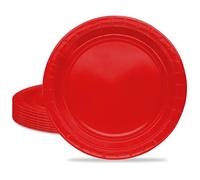 MORAINJAY 16Pcs Party Plates,Red Paper Plate,7inch Birthday Plate for Adults Kids,Solid Color Table Decorations for Birthday,Wedding,Picnic,Baby Shower,Red Party Supplies for 16 Guests