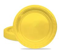 MORAINJAY 16Pcs Party Plates,Yellow Paper Plate,7inch Birthday Plate for Adults Kids,Solid Color Table Decorations for Birthday,Wedding,Picnic,Baby Shower,Yellow Party Supplies for 16 Guests