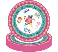 MORAINJAY 16Pcs Tea Party Plates,9inch/23cm Floral Paper Plates,Floral Birthday Table Decorations,Paper Dinnerware Set for Wedding,Afternoon Tea Party Supplies 16 Guests