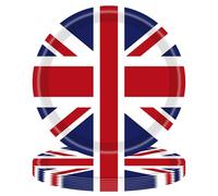 MORAINJAY 16Pcs Union Jack Paper Plates for VJ Day 80th Anniversary,UK British Flag Desgin 18cm/7inch Party Plates for 80 Years,Great Britain Union Jack Tableware Party Supplies
