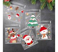 MORAINJAY 200 Pieces Christmas Cookie Bags, Self Adhesive Clear Xmas Candy Bags, Sweets Biscuit Treats Bags Party Favor Bags, Christmas Goodie for Party Supplies