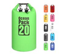 MORAINJAY 20L Green Dry Bags, Waterproof Bag with Long Adjustable Shoulder Strap,Large/Small Capacity 2L 5L 10L 15L 20L 30L Dry Sack for Outdoor Camping,Rafting,Swimming,Boating,Surfing