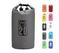 MORAINJAY 20L Grey Dry Bags, Waterproof Bag with Long Adjustable Shoulder Strap,Large/Small Capacity 2L 5L 10L 15L 20L 30L Dry Sack for Outdoor Camping,Rafting,Swimming,Boating,Surfing