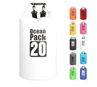 MORAINJAY 20L Waterproof Dry Bag White with Backpack Straps for Kayaking | Welded 500D PVC and Roll Top Closure for Paddle Boarding, Canoeing, Boat Trips, Beach Days and Camping