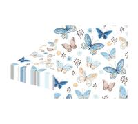 MORAINJAY 20Pcs Butterfly Napkins,Spring Summer Blue Vintage Paper Napkins,6.5inch Party Luncheon Napkins,Cocktail Serviettes Table Decorations for Birthday,Wedding,Garden Party Supplies