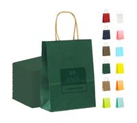 MORAINJAY 20Pcs Green Paper Gift Bags, Small Party Bags for Kids, 15x8x21cm Sweet Bags With Handles, Colorful Bags for Presents, Birthday, Wedding, Halloween, Christmas
