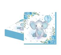 MORAINJAY 20Pcs Party Napkins for Baby Boys,Blue Elephant Paper Napkins,6.5inch Blue Elephant Themed Serviettes for Kids,Table Decorations for Baby Shower Birthday Party Supplies for 16 Guests