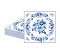 MORAINJAY 20Pcs Royal Blue Flower Napkins,Birthday Napkins,6.5inch Party Luncheon Paper Napkins,Cocktail Serviettes Table Decorations for Wedding,Anniversary,Valentine's Day Decor,Party Supplies