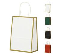 MORAINJAY 20Pcs White Paper Gift Bags With Golden Frame, Kraft Paper Party Bags,15x8x21cm Sweet Bags with Handles,Small Colourful Bags for Presents,Birthday Gift,Wedding,Halloween,Christmas