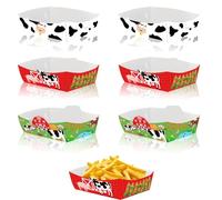 MORAINJAY 24 Pcs Farm Animal Paper Food Trays, Paper Tray Snack Boats for Kids Birthday Party, Barnyard Themed Party Tableware, Perfect for Chips, BBQ & Picnic