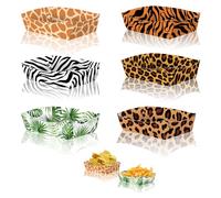 MORAINJAY 24 Pcs Jungle Animal Paper Food Trays, Paper Tray Snack Boats for Kids Birthday Party, Safari Themed Party Tableware, Ideal for Chips, BBQ Picnic