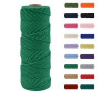 MORAINJAY 2mm Macrame Cord,100m Natural Cotton Macrame Rope,Emerald Green Macrame Cotton Cord Twine Rope Craft String Without Chemicals for DIY Crafts,Macrame Art,Gift Wrapping,Christmas Wedding Decor