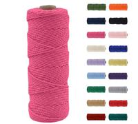 MORAINJAY 2mm Macrame Cord,100m Natural Cotton Macrame Rope,Rose Red Macrame Cotton Cord Twine Rope Craft String Without Chemicals for DIY Crafts,Macrame Art,Gift Wrapping,Christmas Wedding Decor
