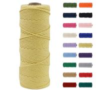 MORAINJAY 2mm Macrame Cord,100m Natural Cotton Macrame Rope,Yellow Macrame Cotton Cord Twine Rope Craft String Without Chemicals for DIY Crafts,Macrame Art,Gift Wrapping,Christmas Wedding Decor