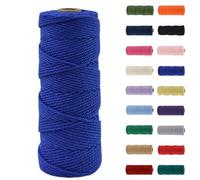 MORAINJAY 2mm Macrame Cord 100m, Sapphire Blue Macrame Cotton Cord Twine Rope Craft String, Natural Cotton Rope for Macrame Art, DIY Crafts & Gift Wrapping - 16 Vibrant Colors, Soft & Chemical-Free