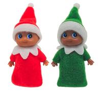 MORAINJAY 2Pcs Mini Baby Elf Doll Toys, Christmas Naughty Baby Elves Tradition Tiny Elves for Girls and Boys, Xmas Small Figures for Christmas Stocking Stuffers, Kids New Year Gifts