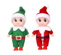 MORAINJAY 2pk Christmas Baby Elf Doll,Belt Mini Xmas Baby Elves for Girls, Christmas Tiny Elf Baby Doll, Accessories Twins Xmas Tradition Novelty Toys for Christmas New Year Gifts Stocking Stuffers
