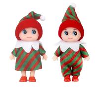 MORAINJAY 2pk Christmas Baby Elf Doll,Striped Mini Xmas Baby Elves for Girls,Christmas Tiny Elf Baby Doll,Accessories Baby Twins Xmas Tradition Novelty Toys for Xmas New Year Gifts Stocking Stuffers