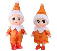 MORAINJAY 2pk Christmas Elf Dolls, Golden Mini Xmas Elves for Girls, Tiny Elf Dolls, Accessories Baby Twins Xmas Tradition Novelty Toys for Gifts