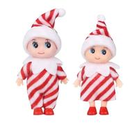 MORAINJAY 2pk Christmas Elf Dolls, Mini Striped Xmas Elves for Girls, Tiny Elf Dolls, Accessories Baby Twins Xmas Tradition Novelty Toys for Gifts