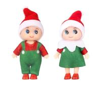 MORAINJAY 2pk Christmas Elf Dolls, Red & Green Mini Xmas Elves for Girls, Tiny Elf Dolls, Accessories Baby Twins Xmas Tradition Novelty Toys for Gifts & Stocking Stuffers
