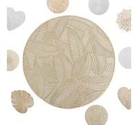 MORAINJAY 2pk PVC Placemats,Modern Simple Place Mats for Dining Table,Gold Round Leaf Vinyl Hollow Table Mats Waterproof Oil Non-Slip Washable Heat for Kitchen Home Wedding Christmas Decor
