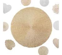 MORAINJAY 2pk PVC Placemats,Modern Simple Place Mats for Dining Table,Gold Round Tangled Threads Vinyl Hollow Table Mats Waterproof Oil Non-Slip Washable Heat for Kitchen Home Wedding Christmas Decor