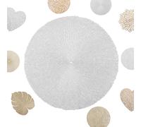 MORAINJAY 2pk PVC Placemats,Modern Simple Place Mats for Dining Table,Silver Round Tangled Threads Vinyl Hollow Table Mats Waterproof Oil Non-Slip Washable Heat for Kitchen Home Wedding Xmas Decor
